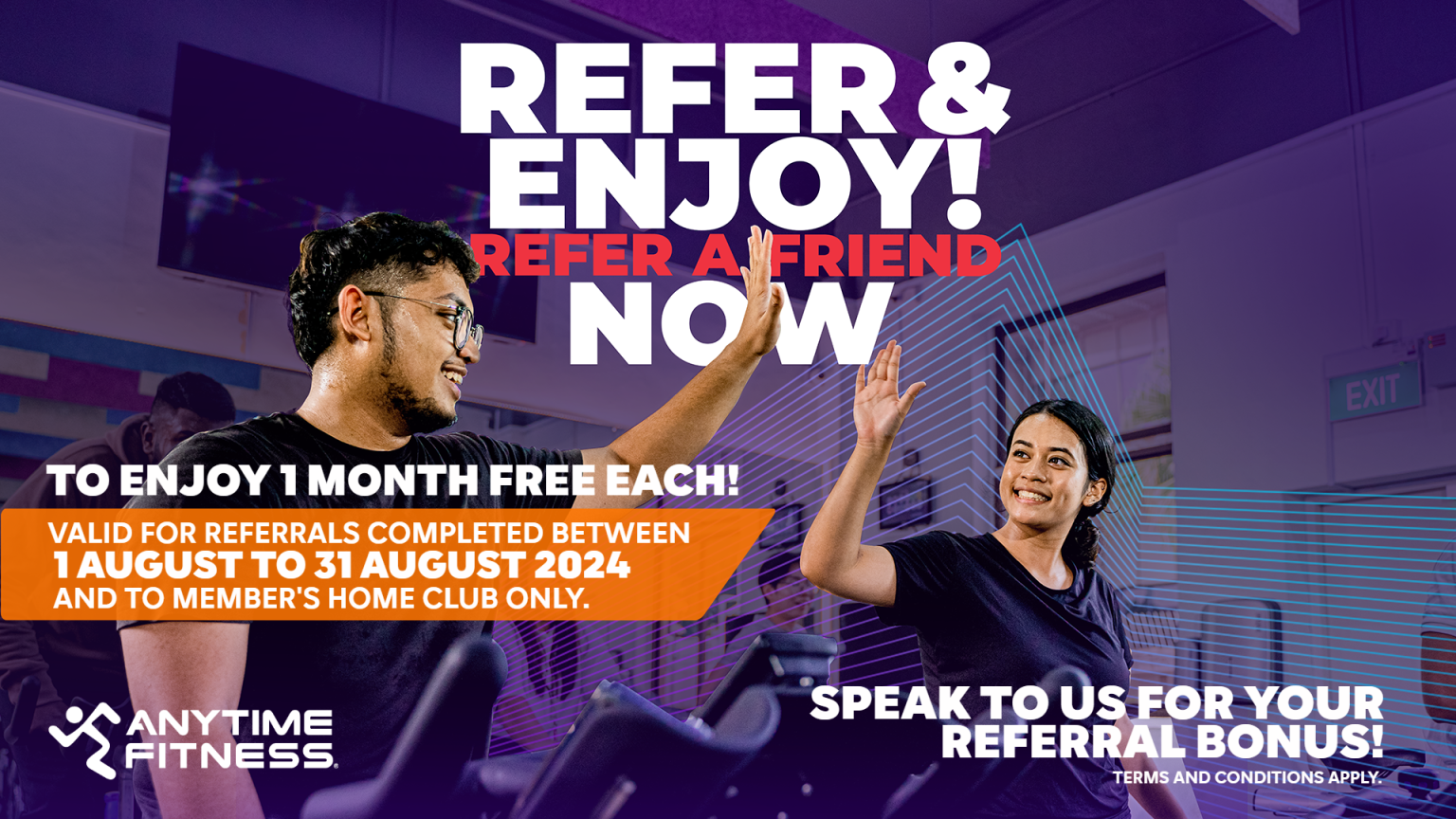 Anytime Fitness August Promo Refer A Friend & Get 1 Month Free Each